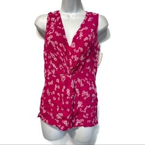 chelsea28 twist front sleeveless floral blouse S
